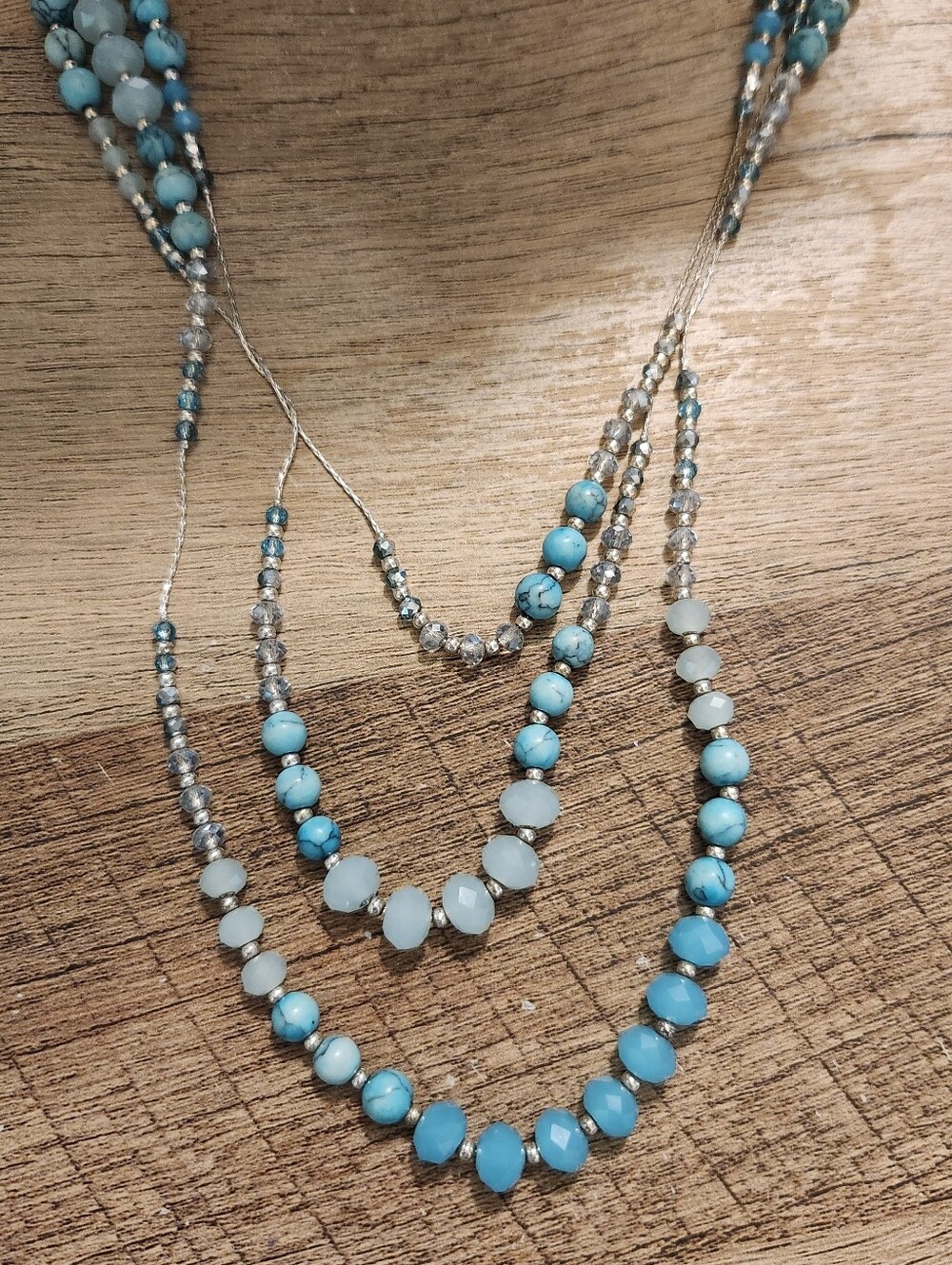 Jones New York Long Silver And Blue Necklace - Picture 2 of 10